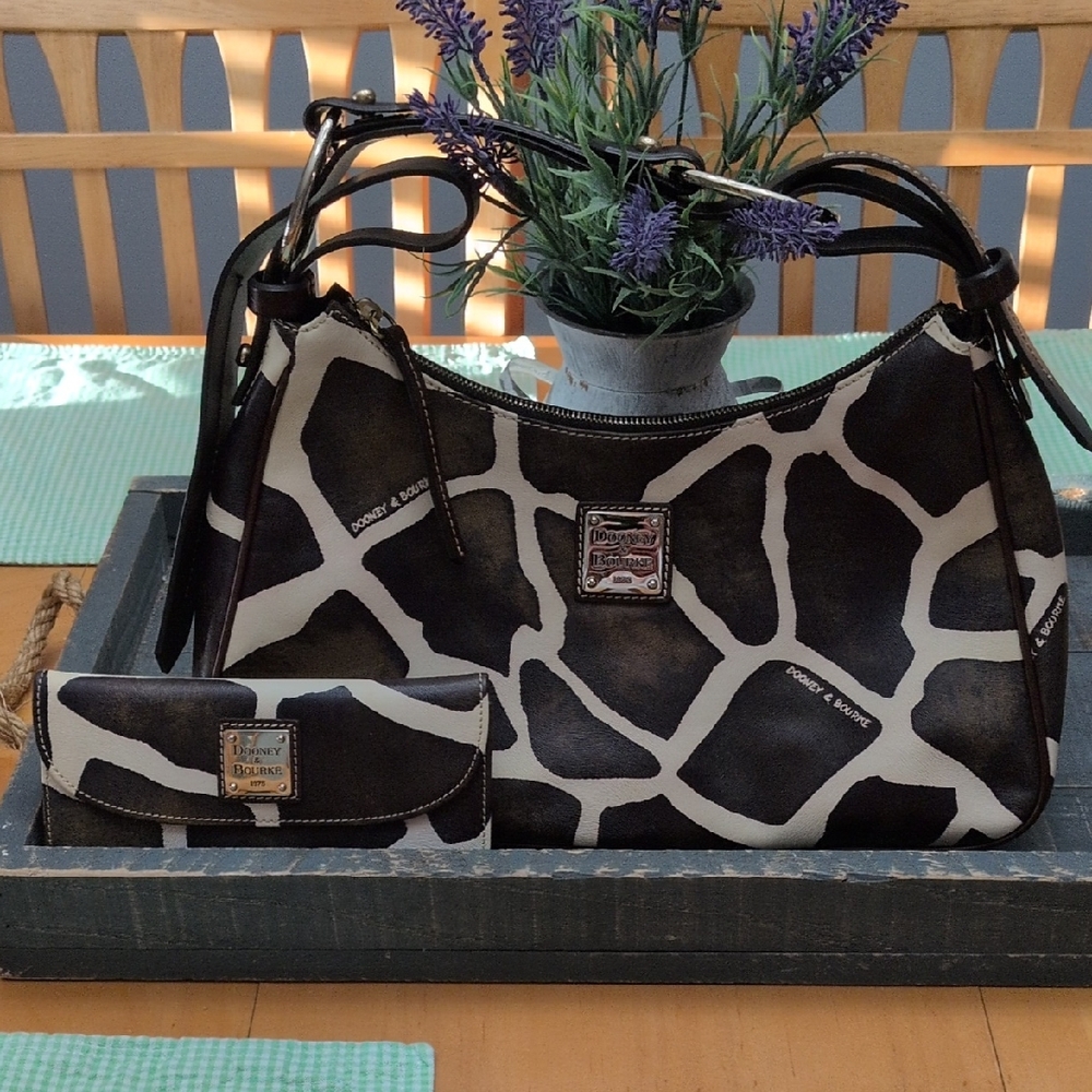 2 Pc. Dooney & Bourke Giraffe Print Shoulder Bag with matching Wallet
